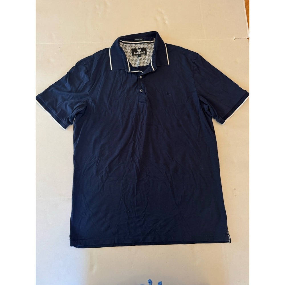 Buttercloth Golf‎ Polo Shirt Mens Large Icy Cotton Slim Fit Navy Blue